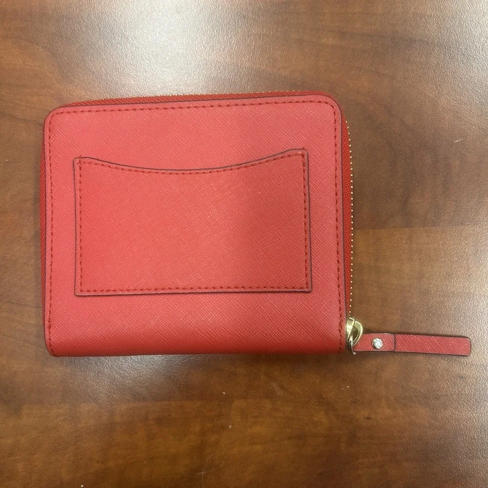 Kate Spade NY Laurel Way Darci Zip Around Wallet Cherry Red‎ Coin Case Saffiano